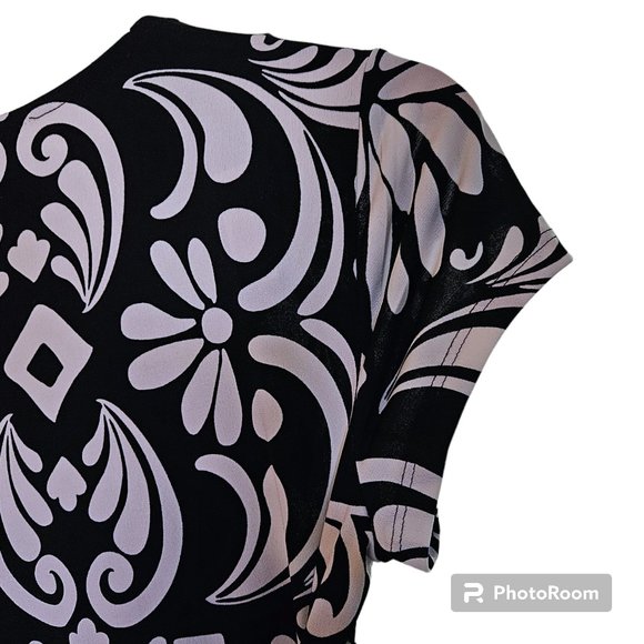 New APT 9 Wrap Tie Back Floral V Neck Dress Knee Length Cap Sleeve Women Small - Picture 4 of 7